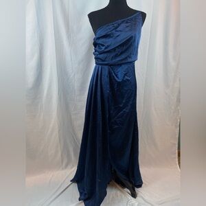 Elegant One Shoulder Midnight Blue Dress